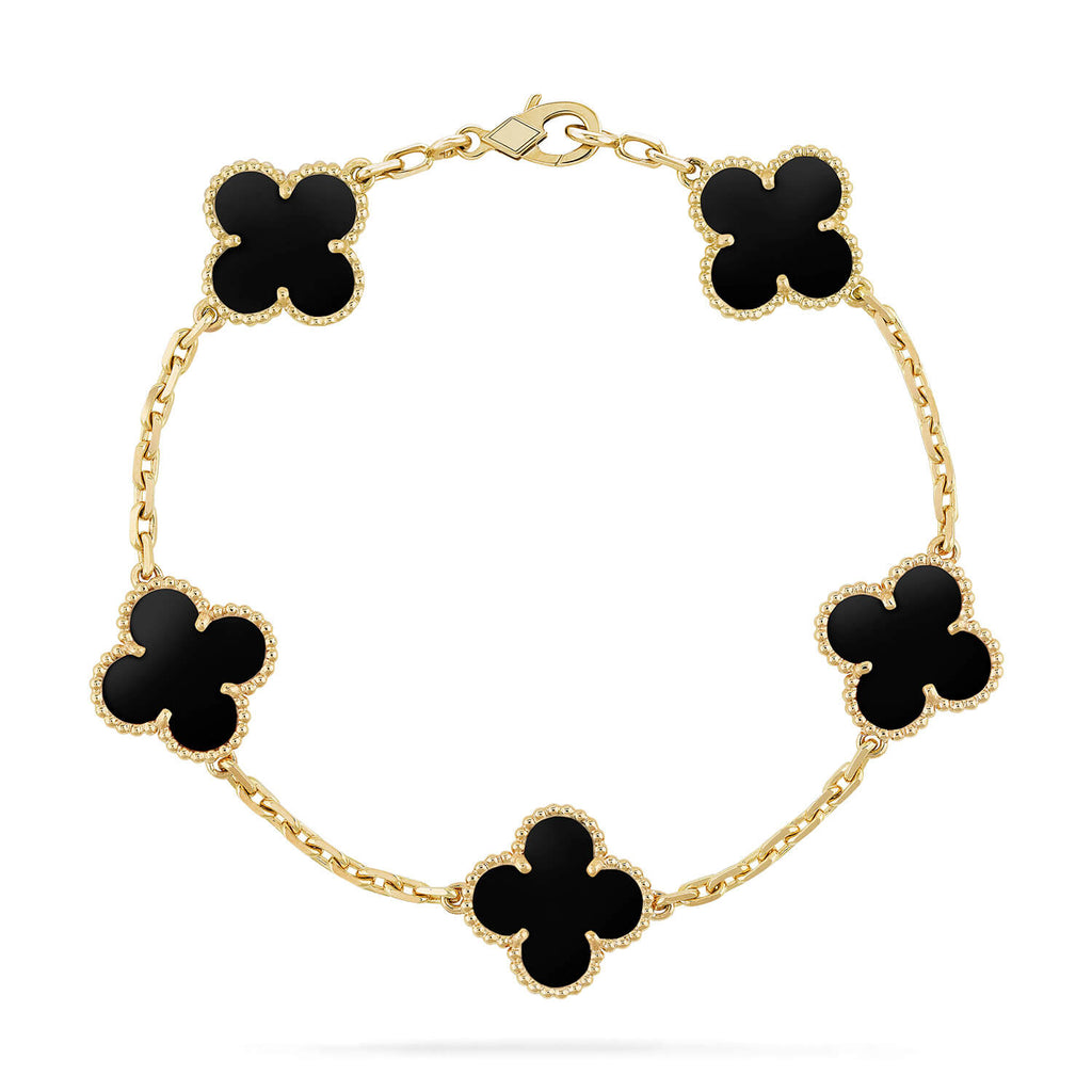GlowCLOVER  5 MOTIFS BLACK ONYX BRACELET