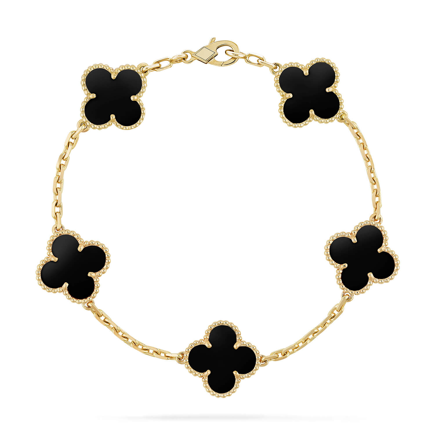 GlowCLOVER  5 MOTIFS BLACK ONYX BRACELET