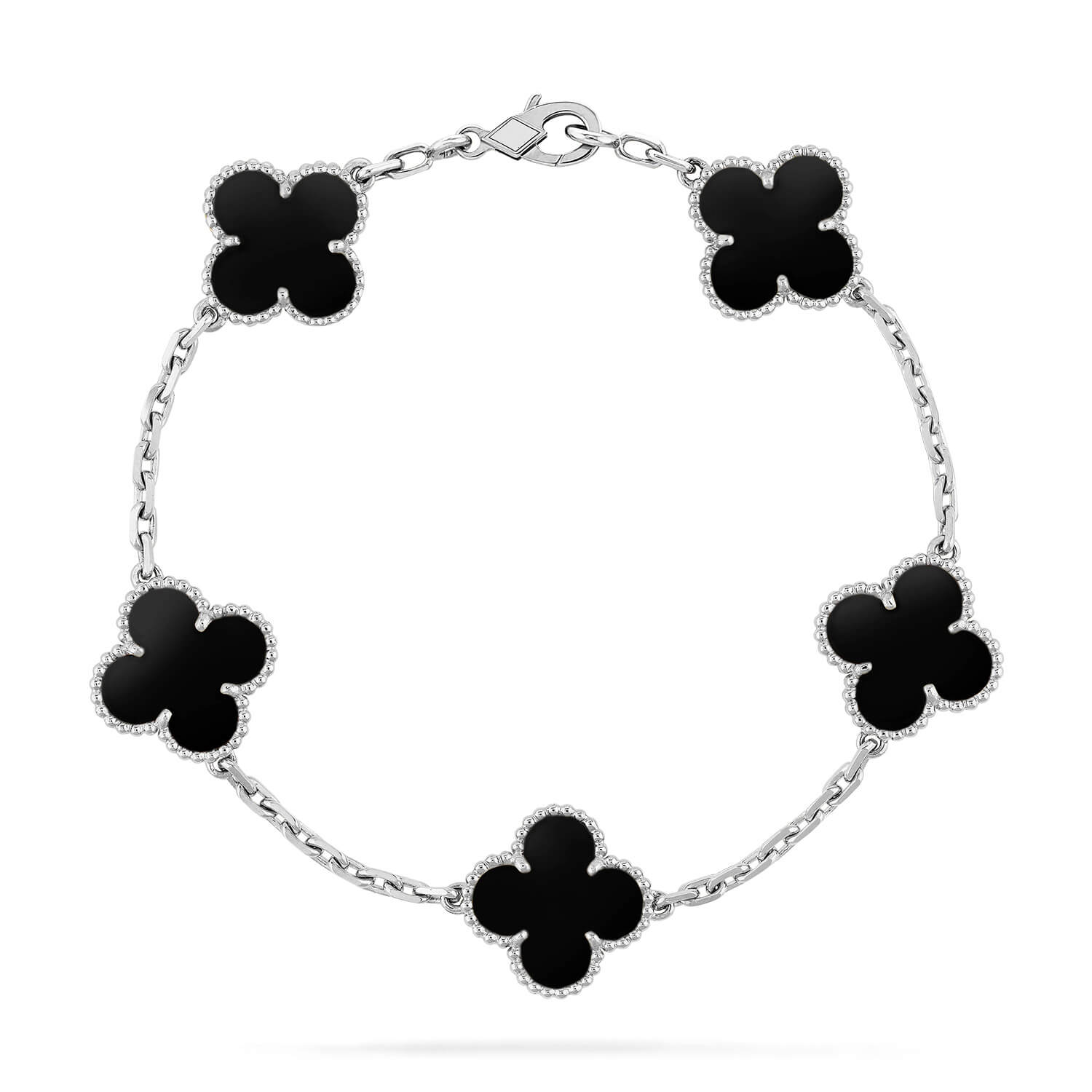 GlowCLOVER 5 MOTIF ONYXS  BRACELET SILVER