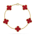 GlowCLOVER 5 MOTIFS RED AGATE  BRACELET