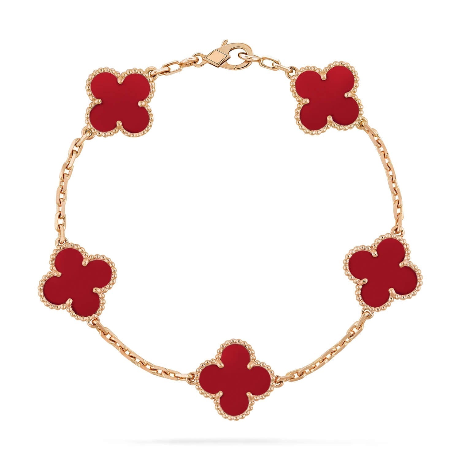 GlowCLOVER 5 MOTIFS RED AGATE  BRACELET