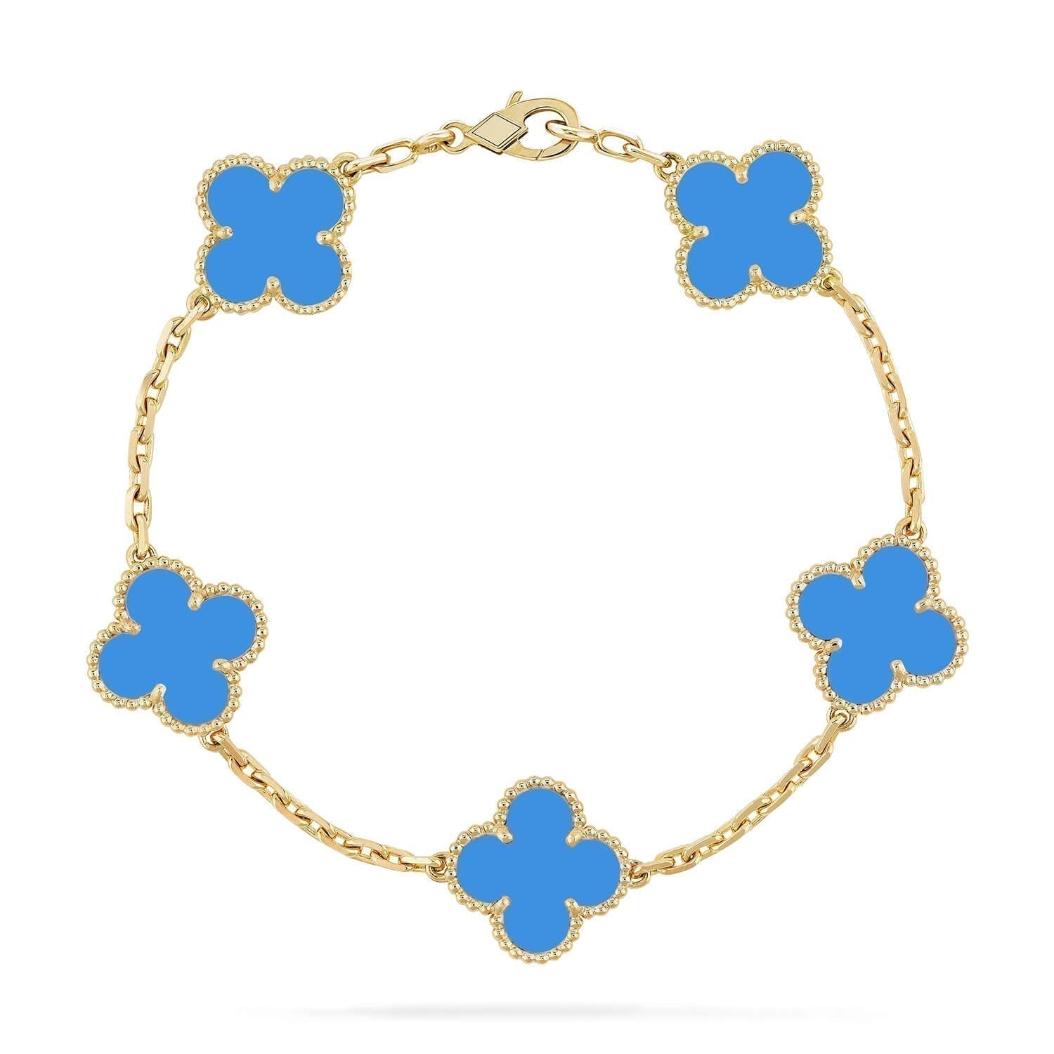 GlowCLOVER 5 MOTIFS BLUE AGATE BRACELET