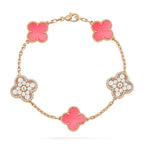 GlowCLOVER 5 MOTIF DIAMOND PINK MOP PINK GOLD BRACELET