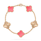 GlowCLOVER BRACELET 5 MOTIF PINK AND PINK GOLD