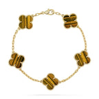 GlowCLOVER  5 MOTIFS TIGER EYE BRACELET