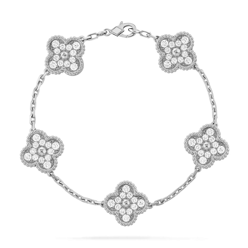 GlowCLOVER 5 MOTIFS  DIAMOND BRACELET SILVER