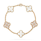 GlowCLOVER BRACELET 5 MOTIF WHITE MOP DIAMOND