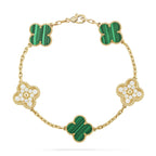 GlowCLOVER  5 MOTIF MALACHITE DIAMOND BRACELET