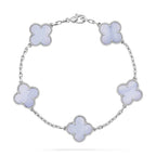 GlowCLOVER  5 MOTIF PURPLE CHALCEDONY BRACELET SILVER