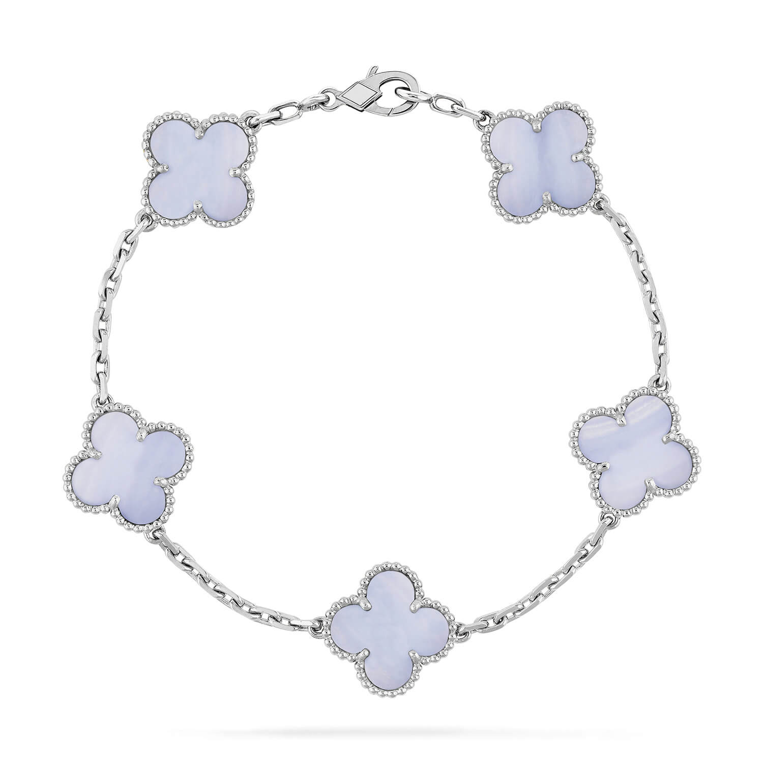 GlowCLOVER  5 MOTIF PURPLE CHALCEDONY BRACELET SILVER