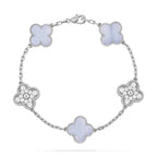 GlowCLOVER  5 MOTIF DIAMOND PURPLE CHALCEDONY BRACELET SILVER