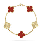 GlowCLOVER  5 MOTIFS CARNELIAN GOLD BRACELET