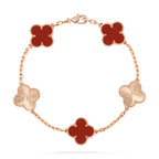 GlowCLOVER  5 MOTIFS CARNELIAN GOLD BRACELET