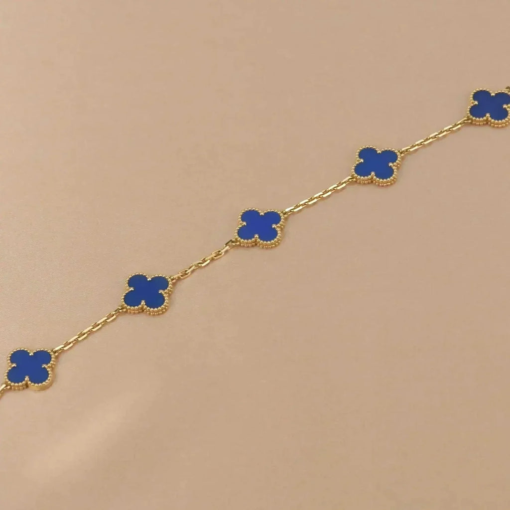 GlowCLOVER 5 MOTIFS BLUE AGATE BRACELET