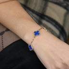 GlowCLOVER 5 MOTIFS BLUE AGATE BRACELET
