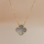 GlowCLOVER 15MM  GRAY MOTHER OF PEARL NECKLACE