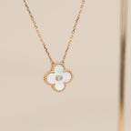 GlowCLOVER 15MM DIAMOND WHITE FRITILLARIA NECKLACE