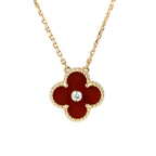 GlowCLOVER 15MM DIAMOND CARNELIAN NECKLACE