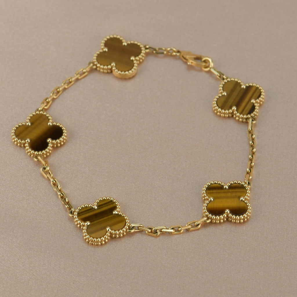 GlowCLOVER  5 MOTIFS TIGER EYE BRACELET
