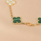 GlowCLOVER  5 MOTIF MALACHITE DIAMOND BRACELET