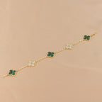 GlowCLOVER  5 MOTIF MALACHITE DIAMOND BRACELET