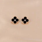 GlowCLOVER MEDIUM 1 MOTIFS ONYX DIAMOND EARRINGS