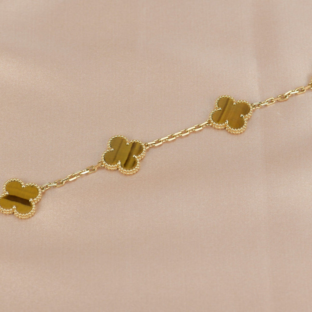 GlowCLOVER  5 MOTIFS TIGER EYE BRACELET