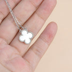 GlowCLOVER  15MM WHITE MOTHER-OF-PEARL SILVER