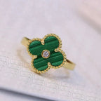 GlowCLOVER MALACHITE RING GOLD DIAMOND
