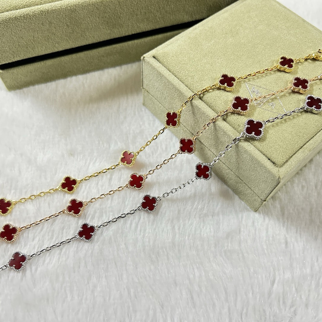 [Glow]CLOVER 6 MOTIF RED AGATE BRACELET