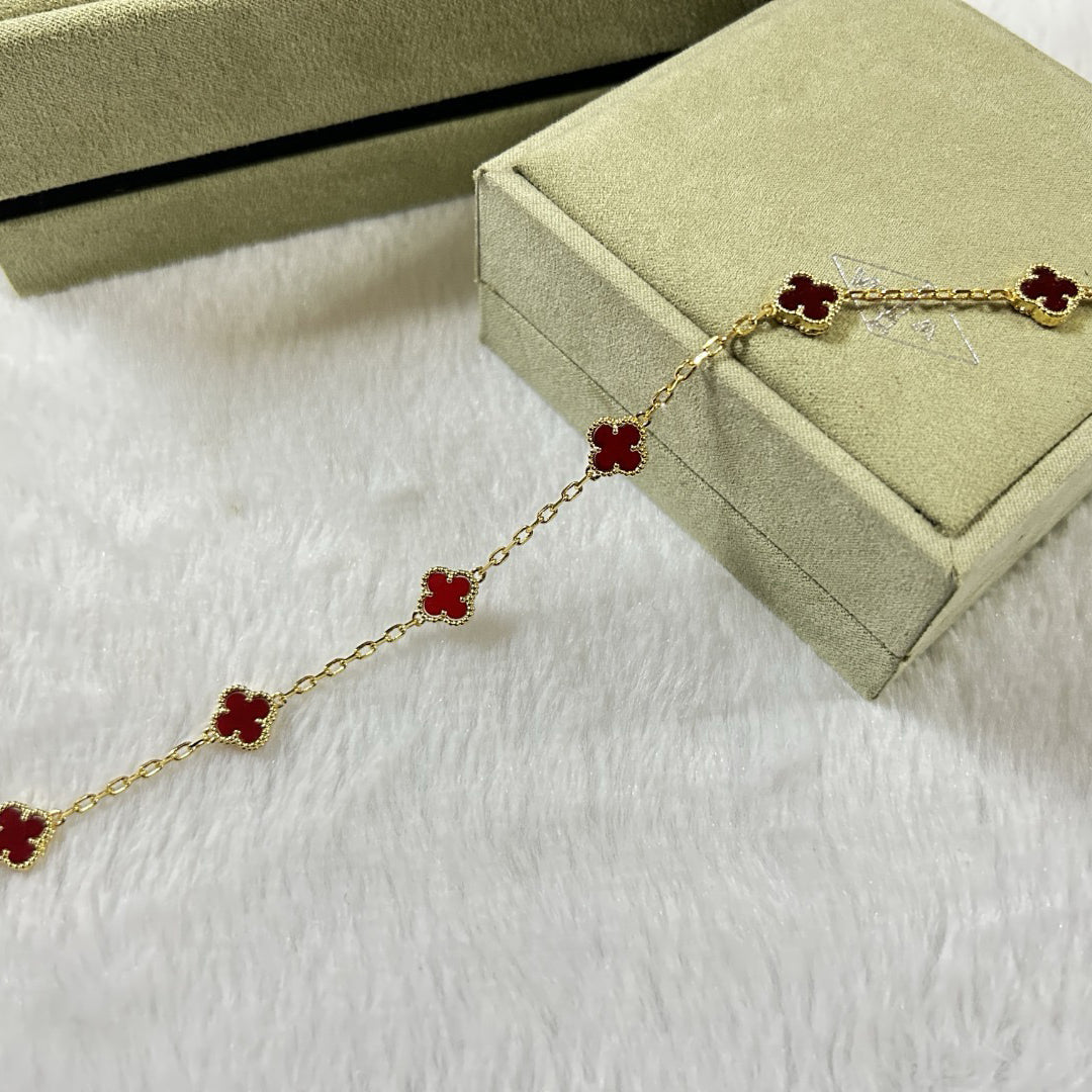 [Glow]CLOVER 6 MOTIF RED AGATE BRACELET