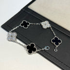 GlowCLOVER 5 MOTIF ONYXS DIAMOND BRACELET SILVER
