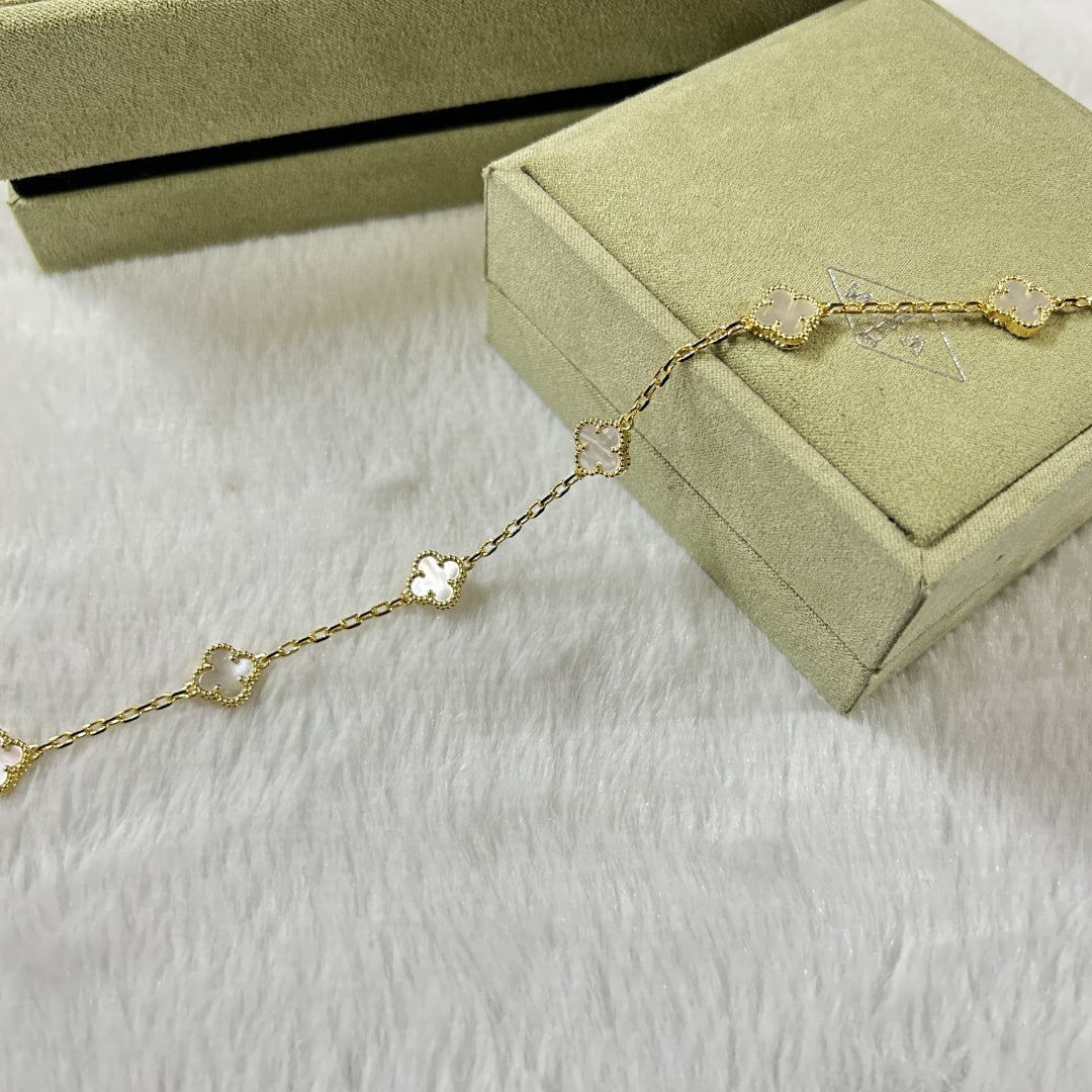 [Glow]CLOVER 6 MOTIF WHITE MOP BRACELET