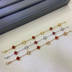 [Glow]CLOVER 6 MOTIF RED AGATE LASER BRACELET