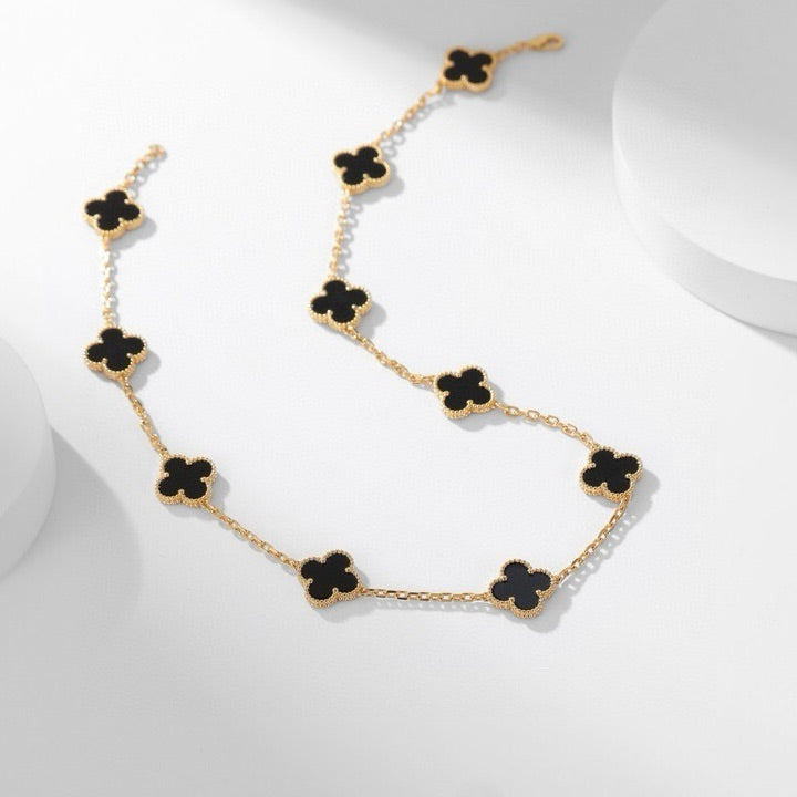 GlowCLOVER 10 MOTIFS ONYX NECKLACE