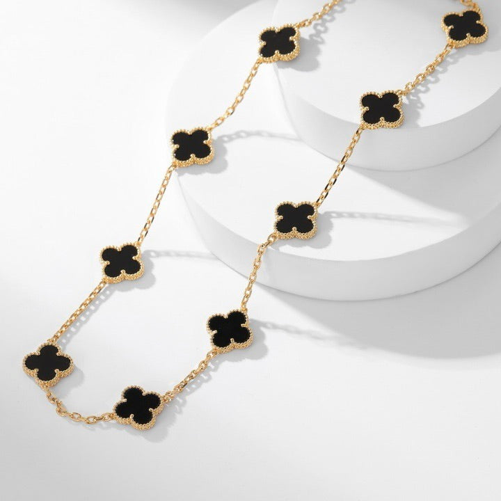 GlowCLOVER 10 MOTIFS ONYX NECKLACE