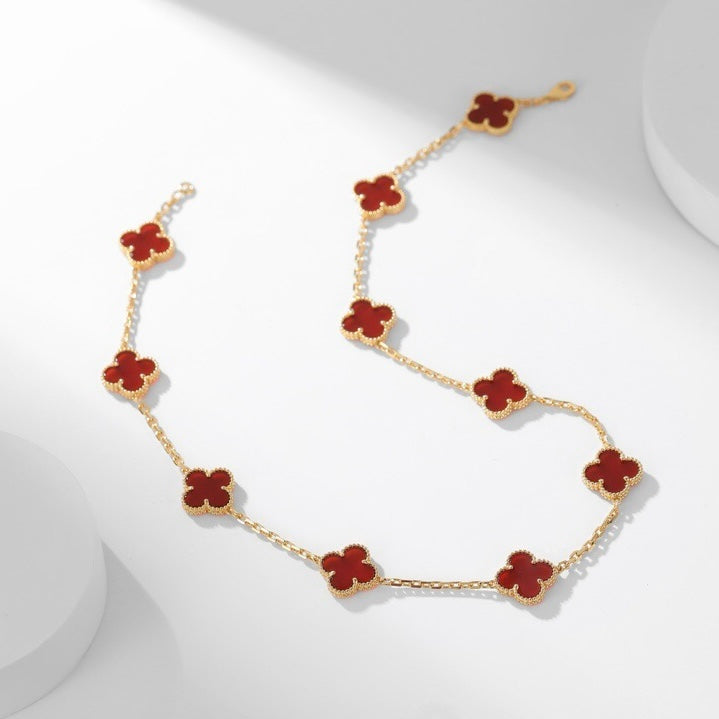 GlowCLOVER 10 MOTIFS CARNELIAN NECKLACE