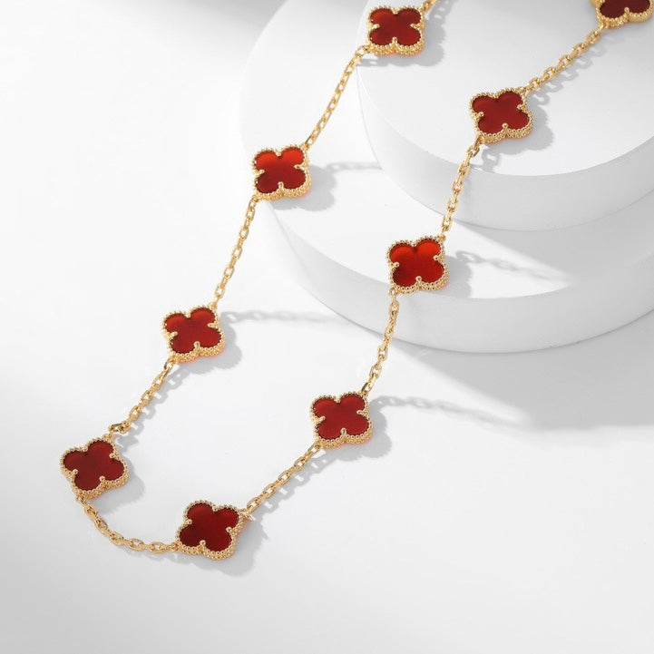 GlowCLOVER 10 MOTIFS CARNELIAN NECKLACE