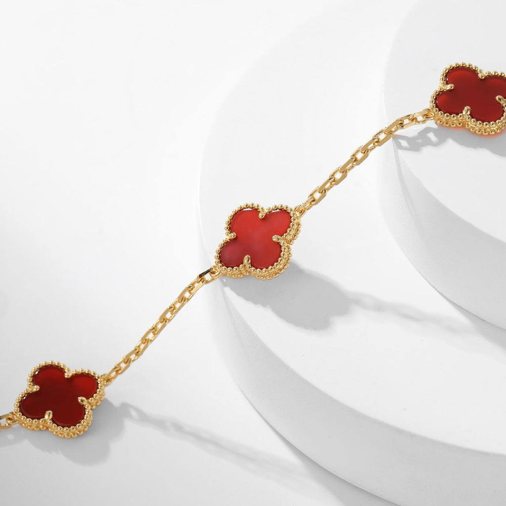 GlowCLOVER 10 MOTIFS CARNELIAN NECKLACE