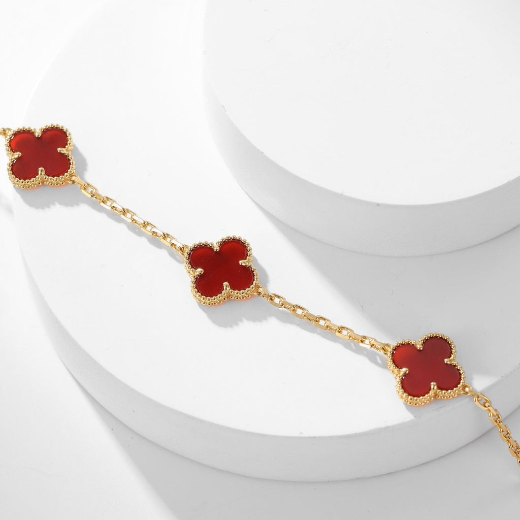 GlowCLOVER 10 MOTIFS CARNELIAN NECKLACE