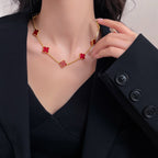 GlowCLOVER 10 MOTIFS CARNELIAN NECKLACE