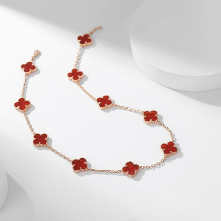 GlowCLOVER 10 MOTIFS CARNELIAN NECKLACE