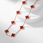 GlowCLOVER 10 MOTIFS CARNELIAN NECKLACE