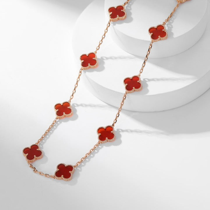 GlowCLOVER 10 MOTIFS CARNELIAN NECKLACE