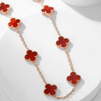 GlowCLOVER 10 MOTIFS CARNELIAN NECKLACE
