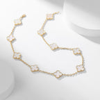 GlowCLOVER 10 MOTIFS WHITE MOTHER OF PEARL NECKLACE