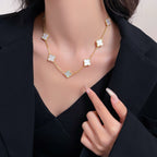 GlowCLOVER 10 MOTIFS WHITE MOTHER OF PEARL NECKLACE