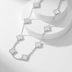 GlowCLOVER 10 MOTIFS WHITE MOTHER OF PEARL NECKLACE