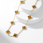 GlowCLOVER 10 MOTIFS TIGER EYE NECKLACE