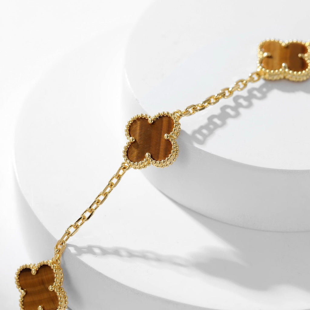 GlowCLOVER 10 MOTIFS TIGER EYE NECKLACE
